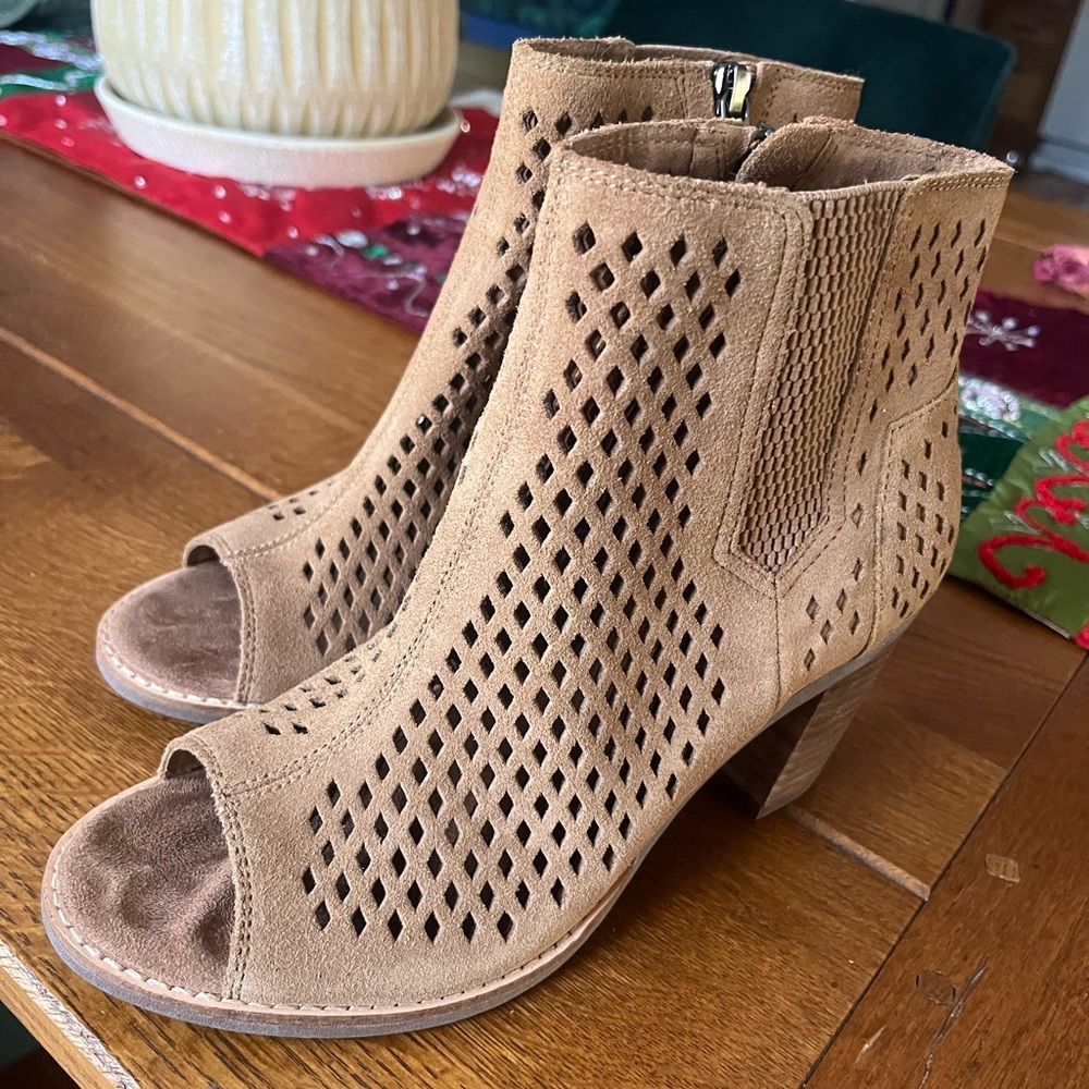 Toms Brown Perforated Ankle Booties.